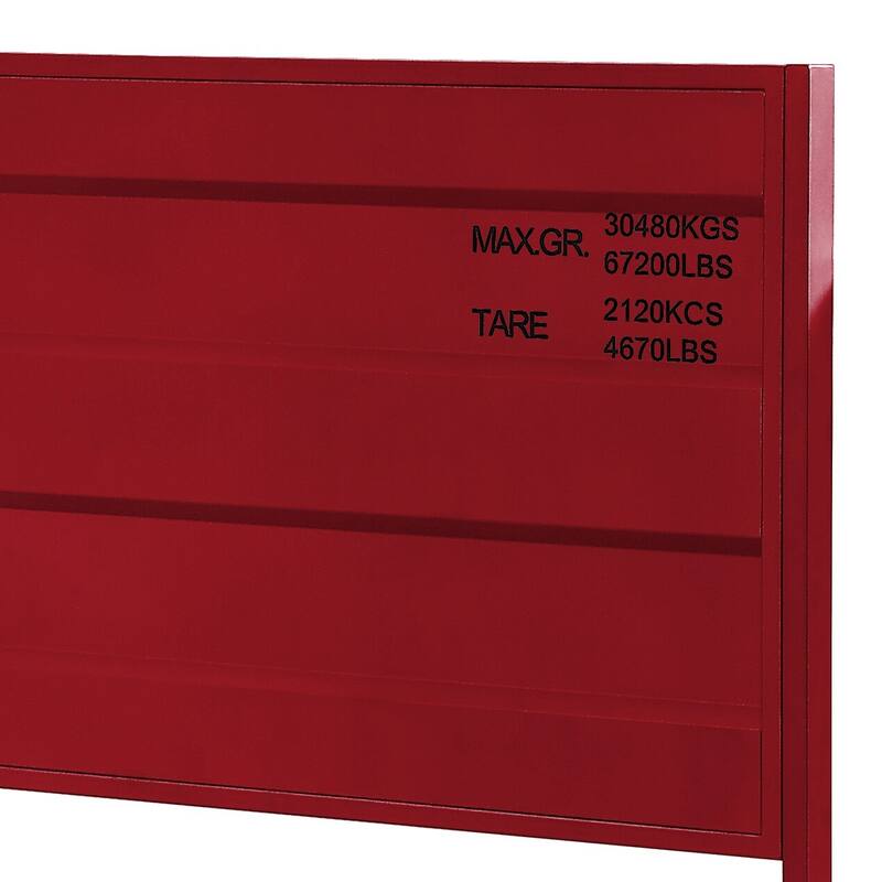 Modern Industrial Red Twin Bed with Panel Headboard