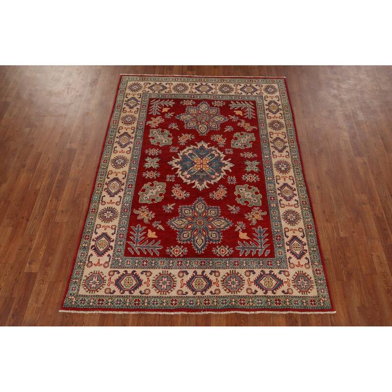 Traditional Kazak Area Rug Hand-Knotted Wool Carpet - 5'1" x 7'0"