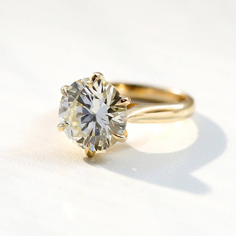 Kobelli 5.55 Carat Natural Diamond GIA Certified 14k Solid Gold Round Solitaire Cathedral 6-Prong One-of-a-Kind Red Carpet Ring