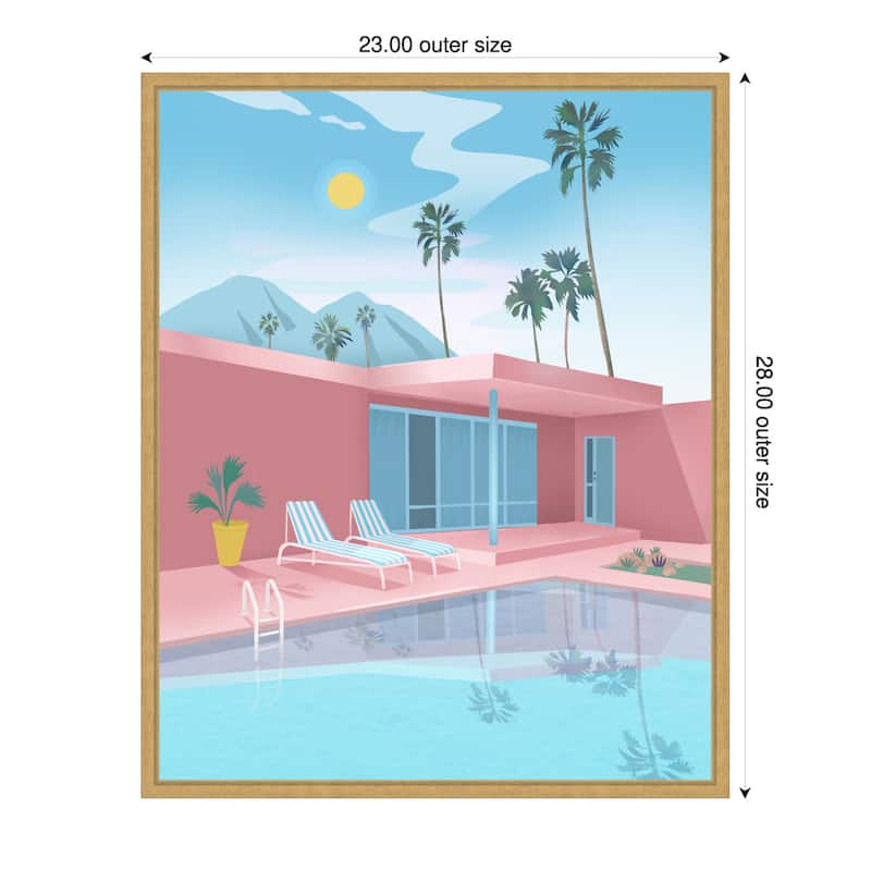 Palm springs by Petra Lizde Framed Canvas Wall Art Print - Sylvie Bright Gold - 23 x 28 in