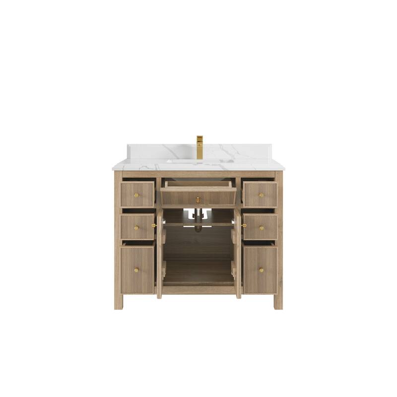 Willow Collections 42 in. W x 22 in. D Sonoma Teak Single Sink Bathroom Vanity with Countertop