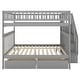 preview thumbnail 7 of 17, Full over Full Bunk Bed with Drawers, Storage, and High Guardrails, Grey