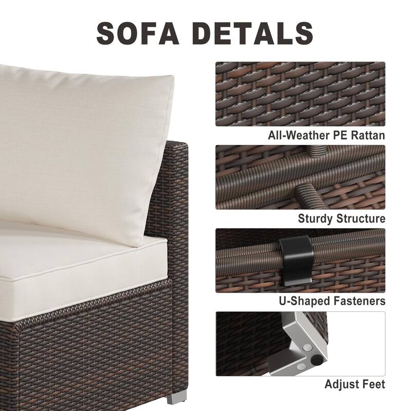 IDEALHOUSE 8 Piece Patio Furniture Set, All-Weather Wicker Rattan