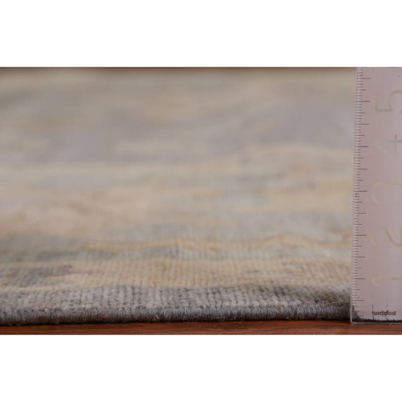 Hand Knotted Oriental 100% Wool Carpet Transitional All-Over Greys & Charcoal Oushak Area Rug - 13' 9'' X 10' 1''