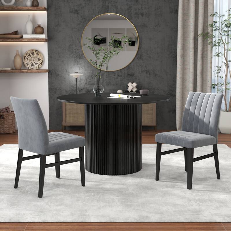 Roundhill Furniture Henriet 5-Piece Round Pedestal Dining Set