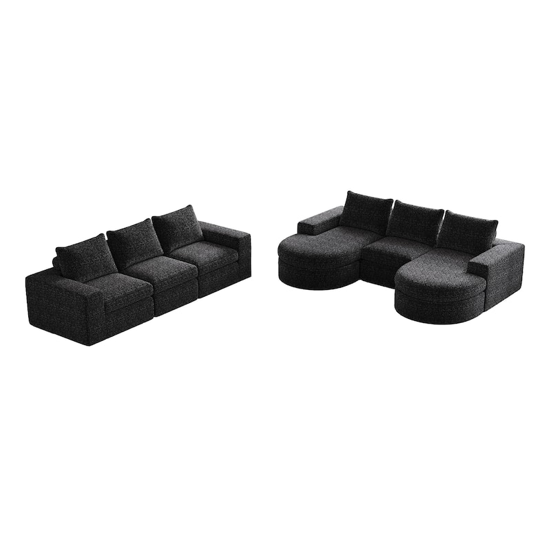 Roomfitters 99" Modern Chenille Cloud Curved Sectional Sofa with Chaise, L-Shaped Couch, for Living Room or Apartment