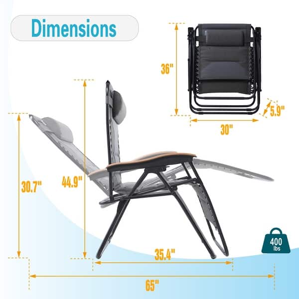 dimension image slide 3 of 6, Oversize XL Padded Zero Gravity Lounge Chair Wider Armrest Adjustable Recliner with Cup Holder