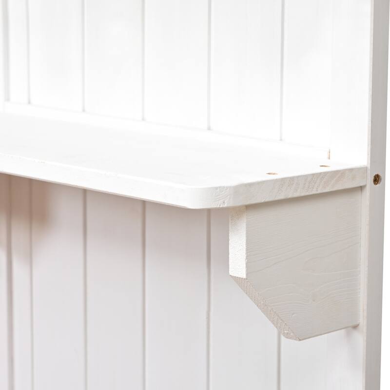 Potting Bench with Hutch, 50.2" Solid Fir Wood Garden Workstation, 2 Shelves, 2 Cabinets, 3 Side Hooks, Outdoor Planting Table