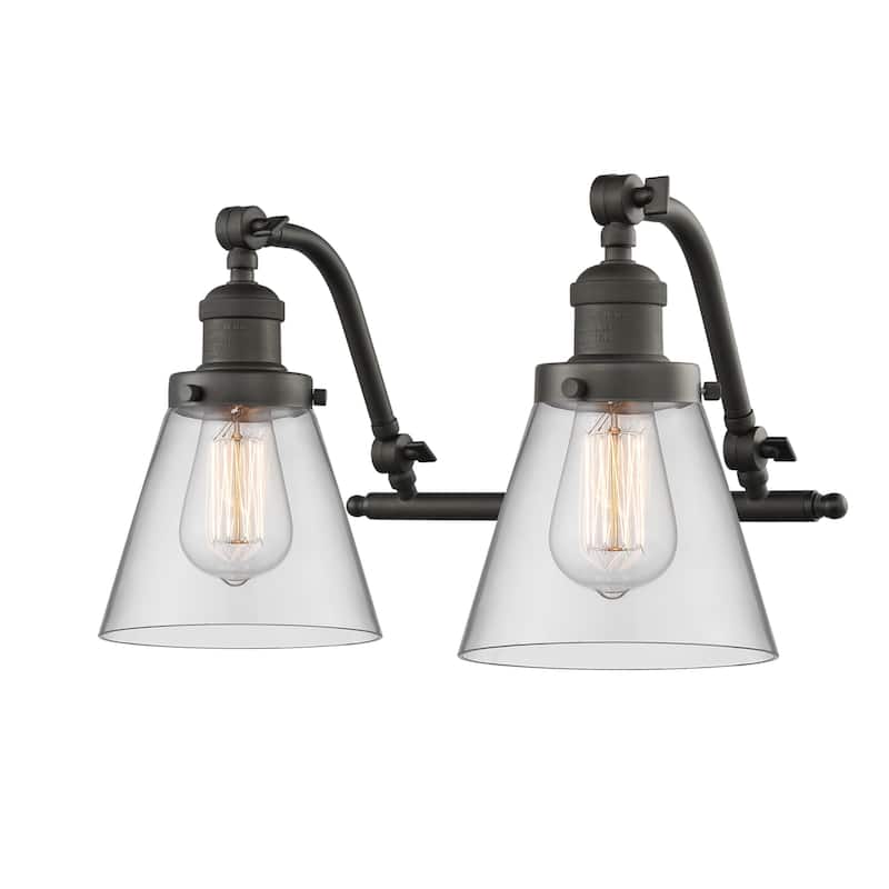 Innovations Lighting Small Cone 2 Light 18" Wide Bathroom Vanity Light - Oiled Rubbed Bronze / Clear