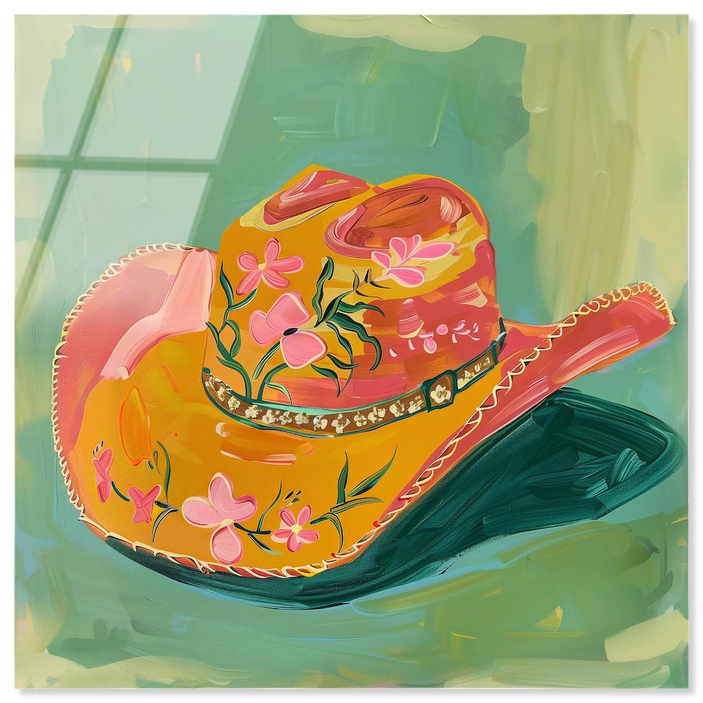 Wildflower Cowboy Hat Acrylic by Art Remedy, Ready to Hang