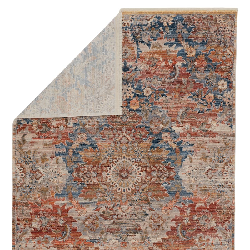 Jemsa Medallion Blue/ Orange Area Rug