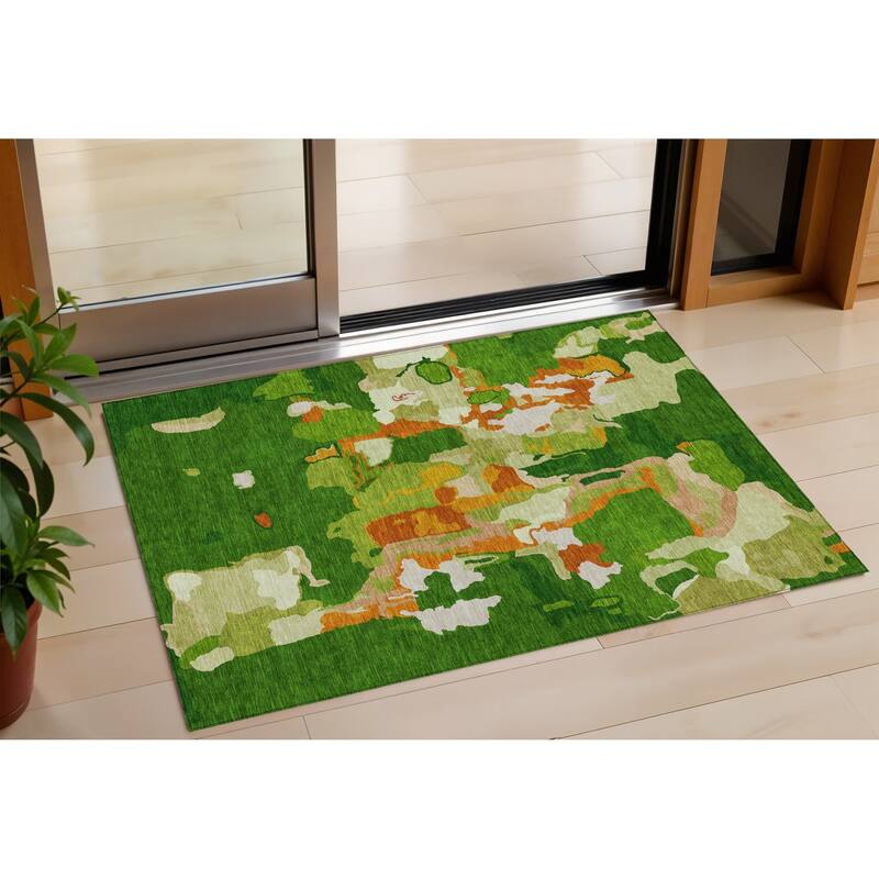 HomeRoots Abstract Transitional Rectangle Outdoor Rug - 3' x 5'