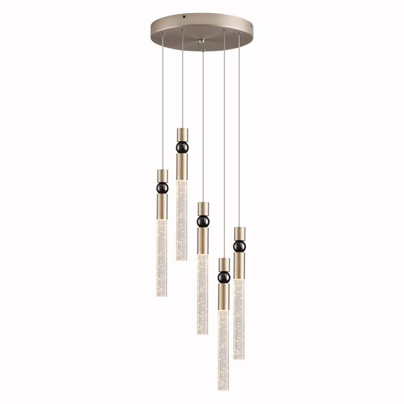 5-Light LED Crystal Pendant Light Fixture for Kitchen Island