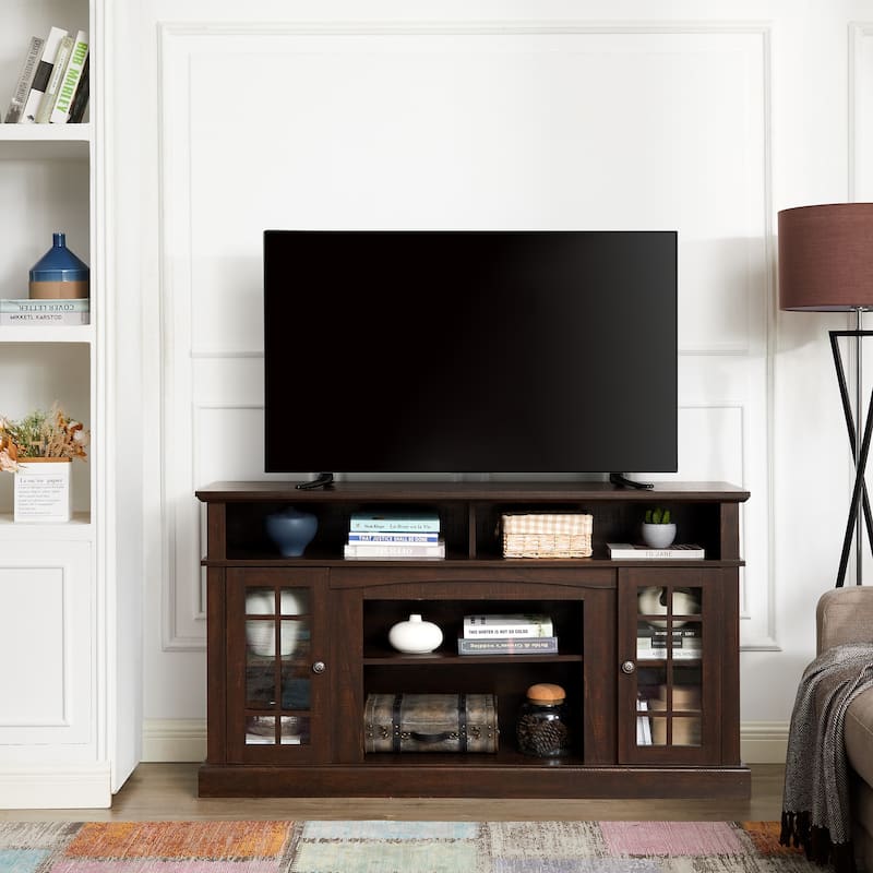 GDFStudio - Aldric 58" Wood TV Stand with Cable Management and Storage