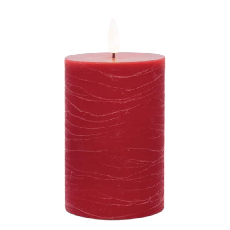 Set of Two Red Flameless Pillar Candles
