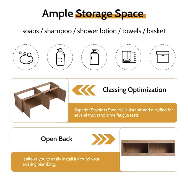 24/30/36/48/60 Inch Floating Bathroom Vanity Cabinet with Soft Close Door (Without Sink)