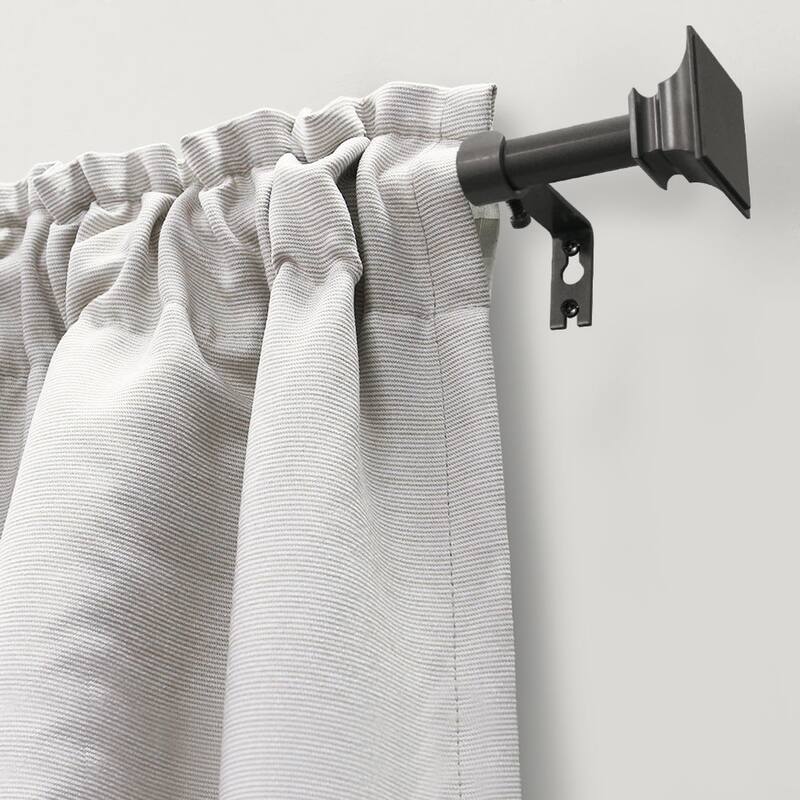 Lumi 5/8" Single Curtain Rod Set Silver/Grey/Black-Flat Square finials