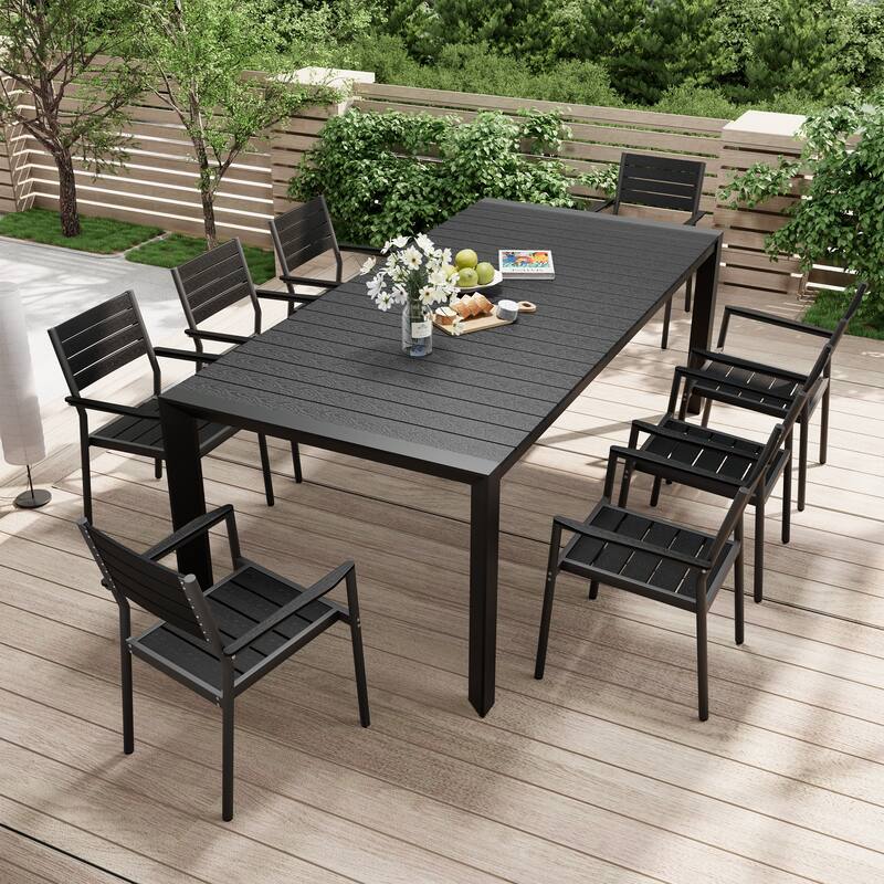 Pellebant Premium Outdoor Patio Aluminum Dining Table with Umbrella Hole