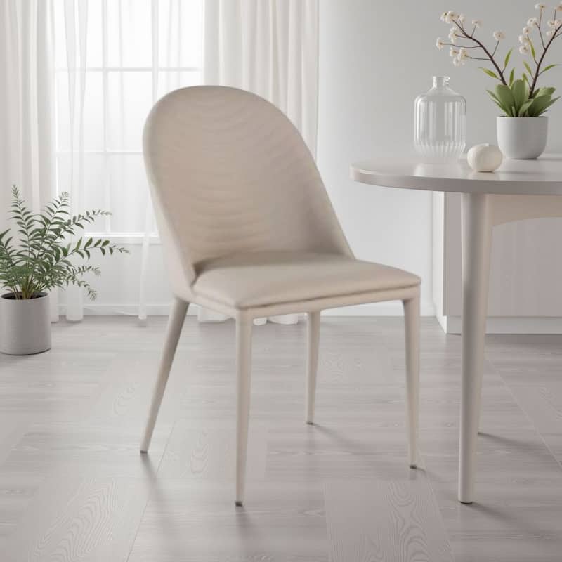 Envik Side Dining Chair Set of 2, Brown Metal, Faux Leather Foam Cushions