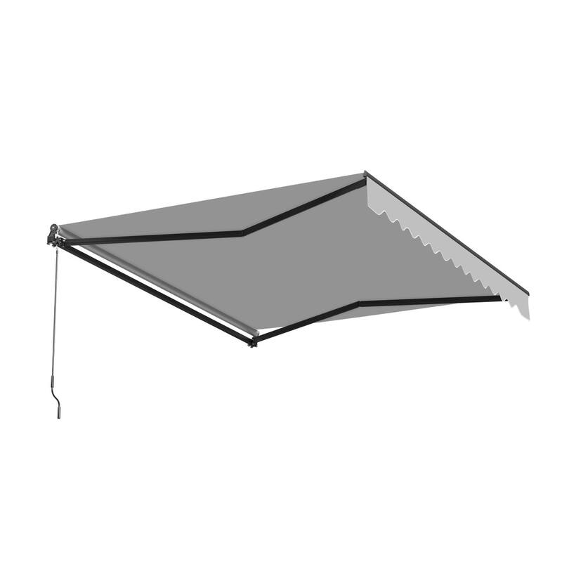ALEKO Caribbean Manual Retractable Patio Awning - Black Frame - Silver Gray - 12 x 10 Feet