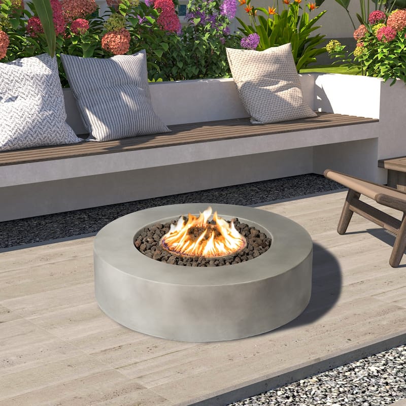 Living Source International Santiago Cast Concrete Firepit Table - 46