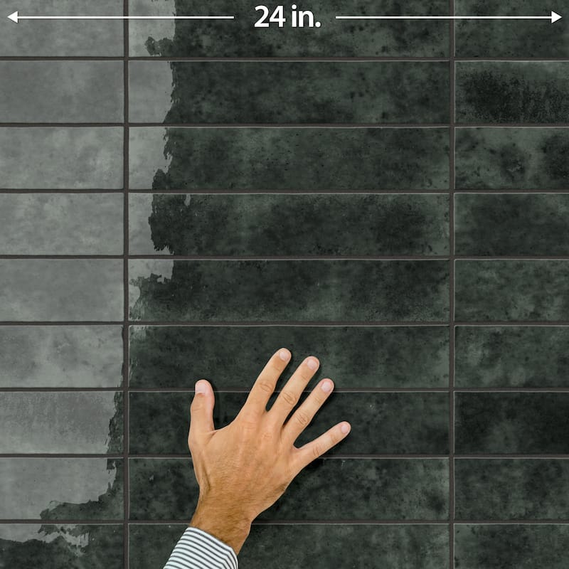 Merola Tile Menorca Forest Black 2-1/2" x 12-7/8" Ceramic Wall Tile