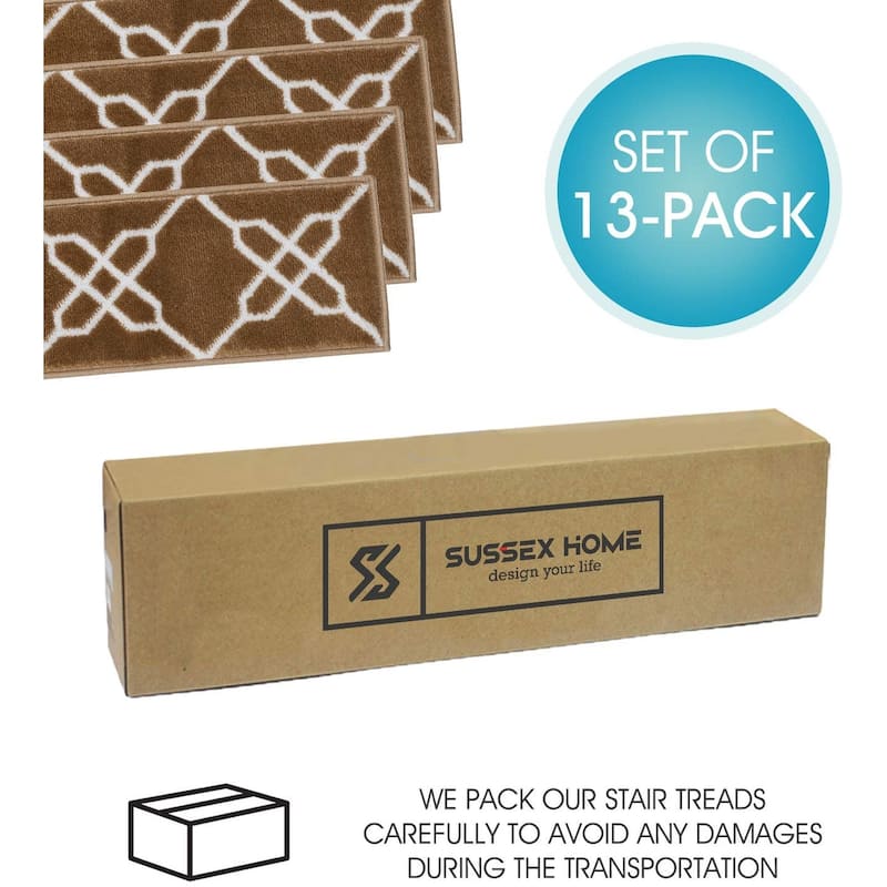 SUSSEXHOME Zigzag Collection Stair Treads Polypropylene 9"x28"