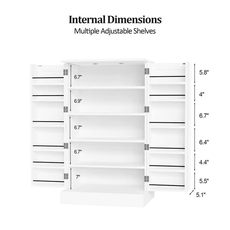 White Kitchen Storage Cabinet Pantry Cabinet with 2 Doors and Adjustable Shelves