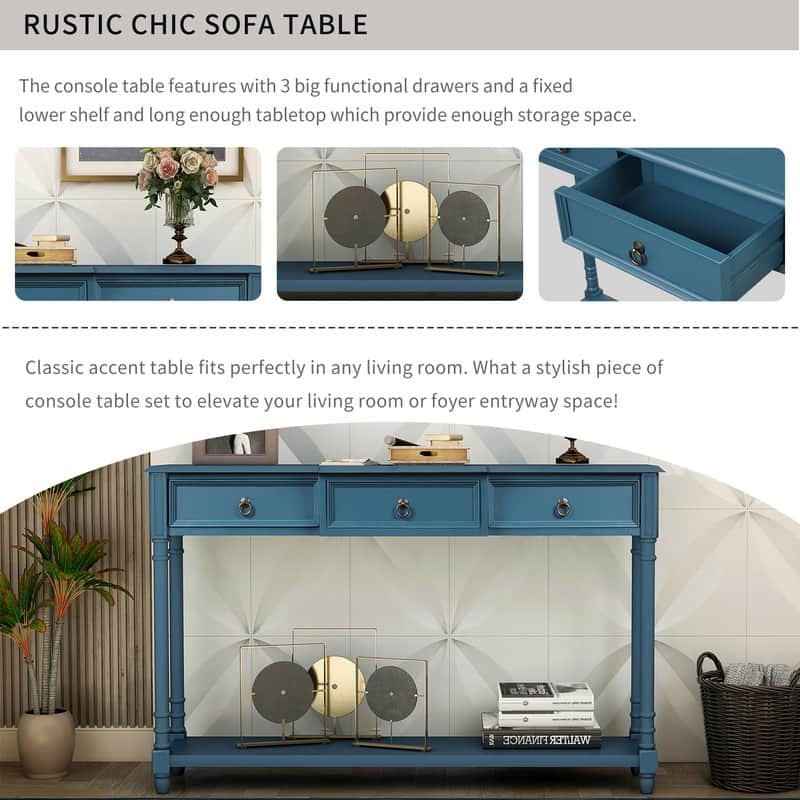 Console Sofa Table with Drawers for Entryway
