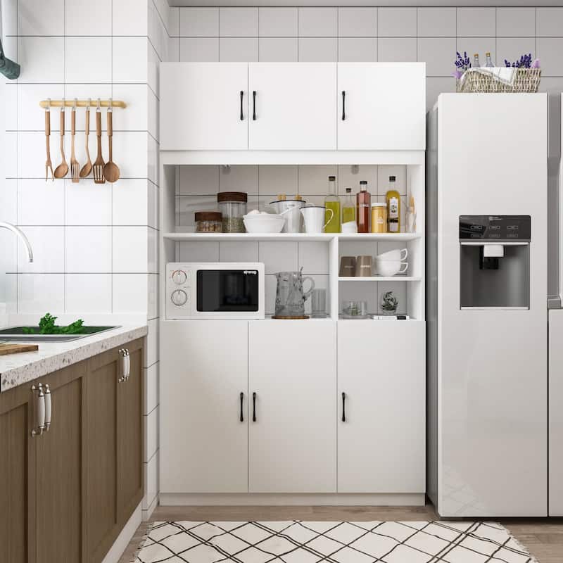 78"H Kitchen Pantry Storage Cabinets with Hutch Kitchen Buffet