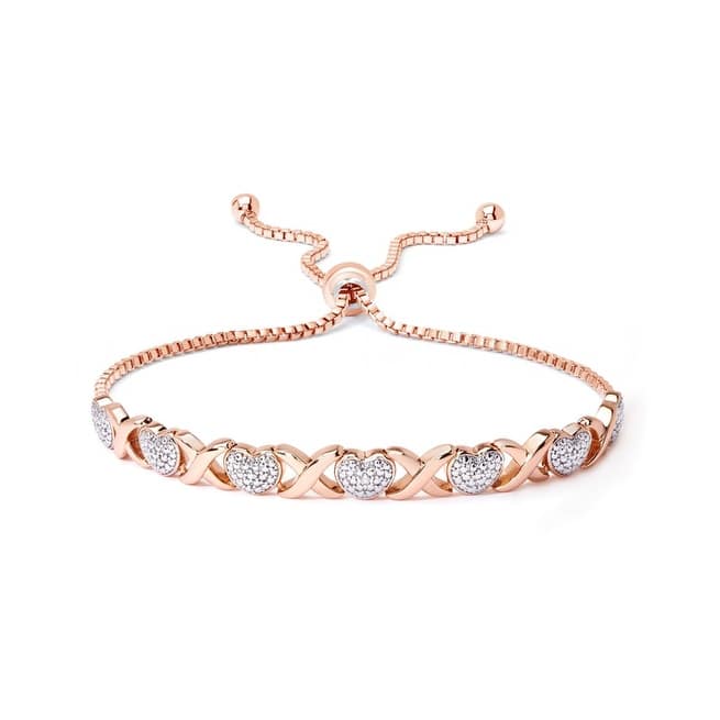 Victoria Townsend Diamond Accent X and Heart Adjustable Bracelet - Rose