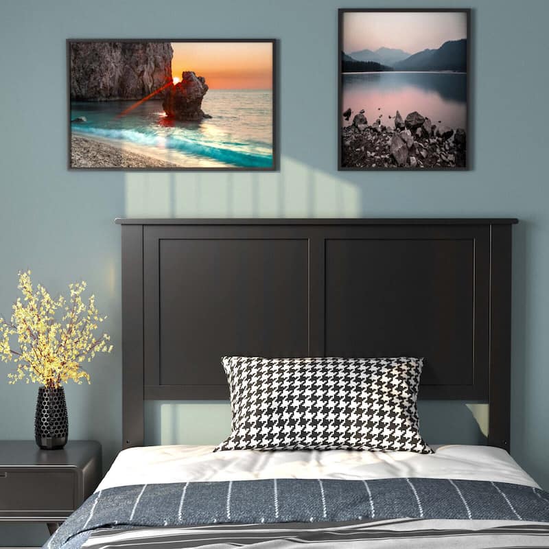 Gymax Twin Wood Headboard Flat Panel Pre-drilled Holes Height
