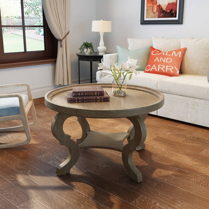 Althea Round Faux Wood Coffee Table by Christopher Knight Home - Weathered Natural