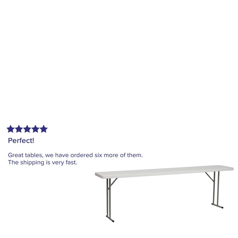18"D x96"L White Plastic Folding Indoor-Outdoor Training Table
