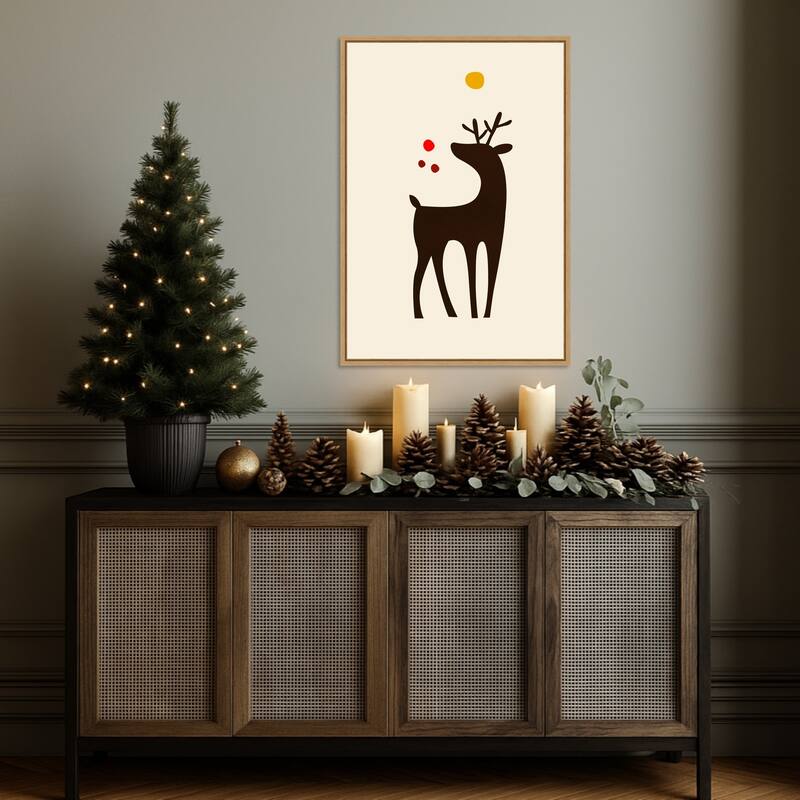 Rudolph Searching for His Nose by Eins Kubistika (23 x 33 in.), Framed Canvas Wall Art Print - Sylvie Natural