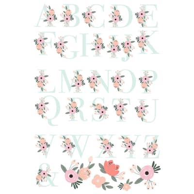 Floral Monogram Peel And Stick Giant Wall Decals