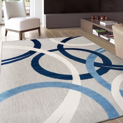 World Rug Gallery Contemporary Circular Indoor/Outdoor Area Rug
