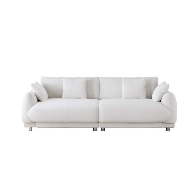 Modern Style 86.6" Teddy Velvet Upholstered Water Chestnut Sofa