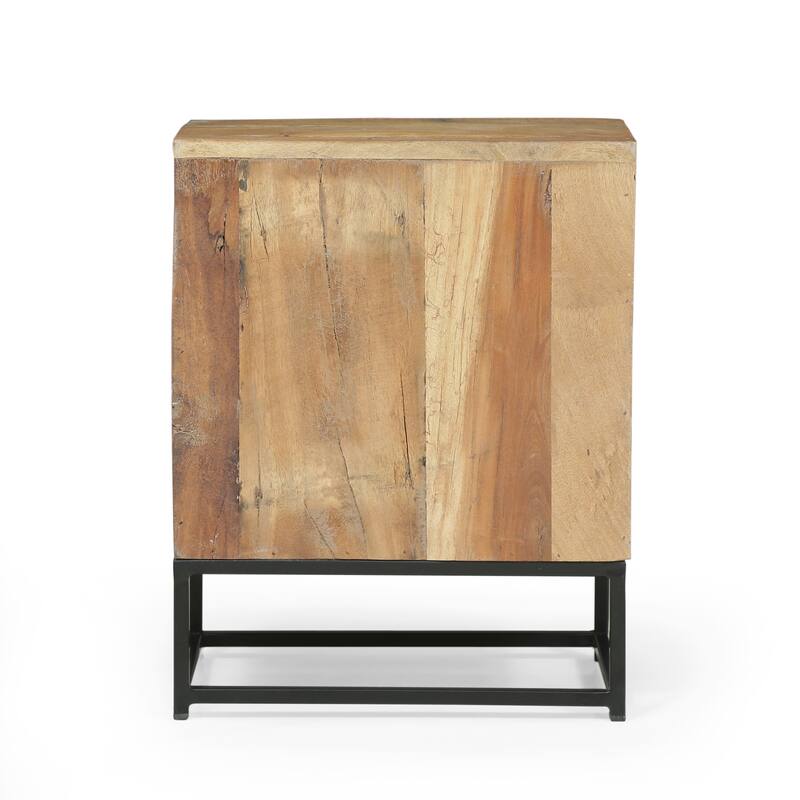 17.5" Wood Nightstand with 1 Cabinet and Mental Frame