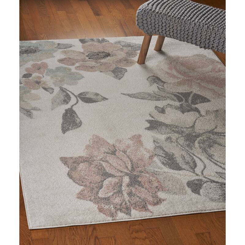 Sevita Multi/Gray/Pink Floral Botanical Area Rug