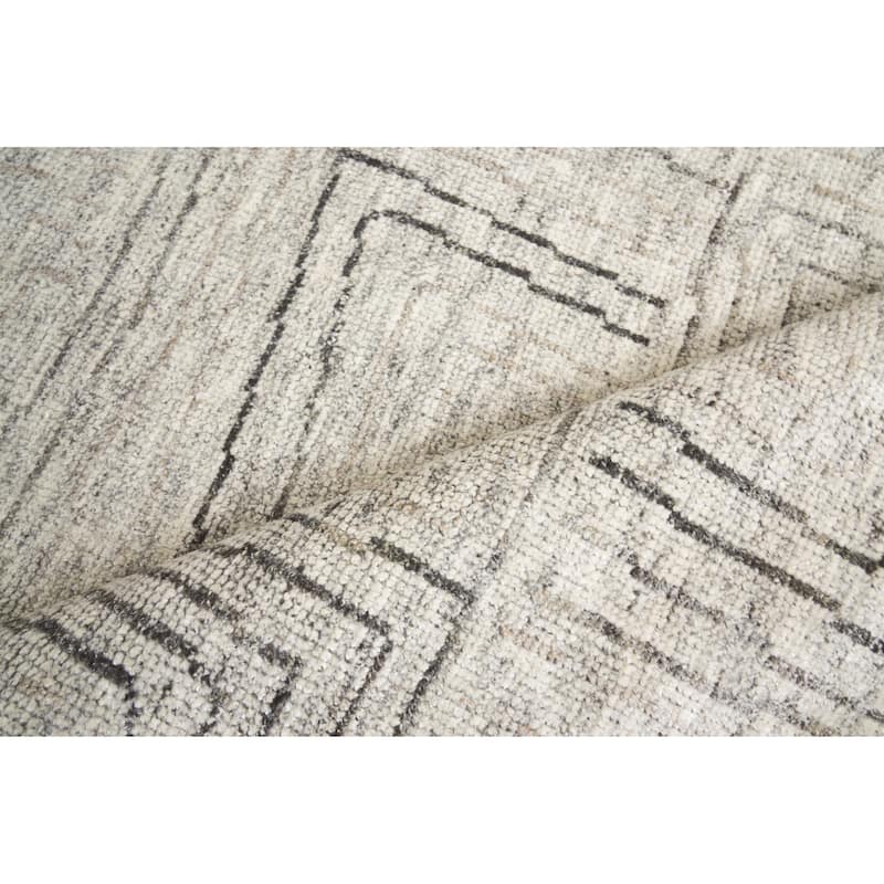 EXQUISITE RUGS Aldridge Hand-knotted Wool/Bamboo Silk Ivory/Grey/Beige Area Rug.