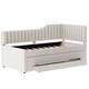 preview thumbnail 10 of 46, Daybed Captain Bed Upholstered Bed with Trundle and 3 Drawers, Elegance Stripe Design L-Shaped Upholstered Daybed Platform Bed