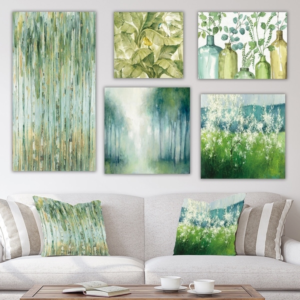 Designart 'Green Forest Collection' Traditional Wall Art set of 5 pieces - Green