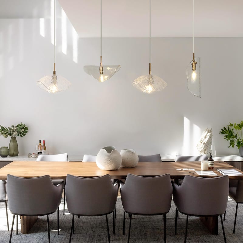 Ailly Modern Glam Mini 1-Light Kitchen Island Pendant Light with Textured Art Decor Glass - L 8.4" x W 3.9" x H 72.2"
