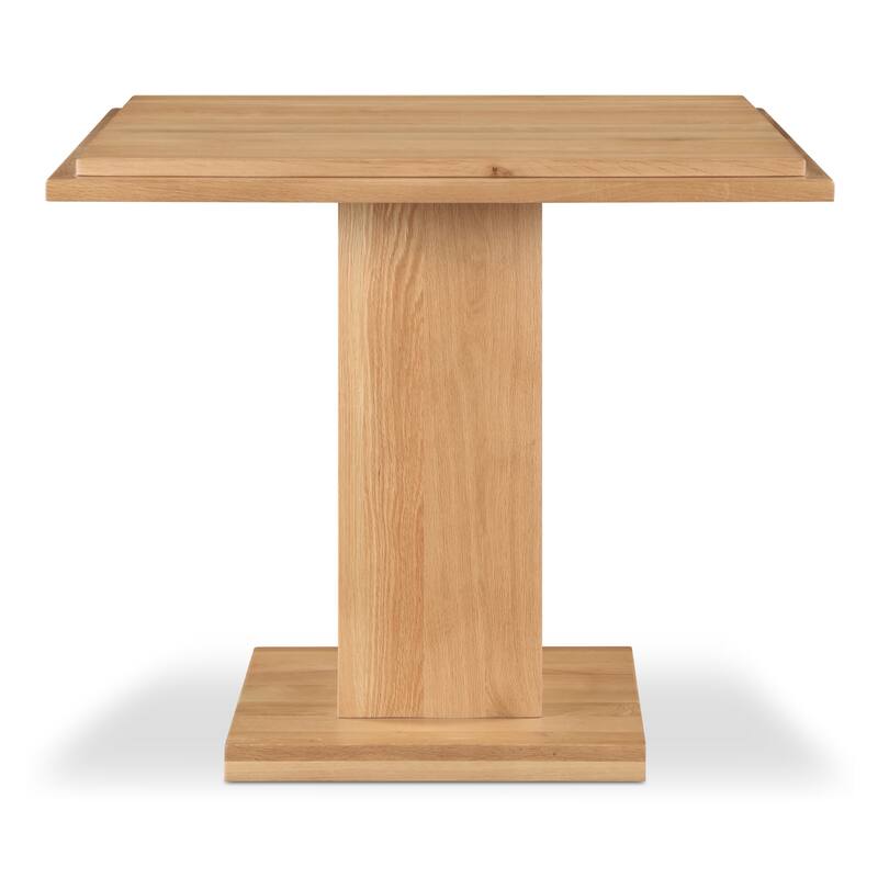 NADAAL STUDIOS Calyx Bar Table, Double Square Solid Walnut Top with Curved Edge, Square Base, Natural Walnut - Natural