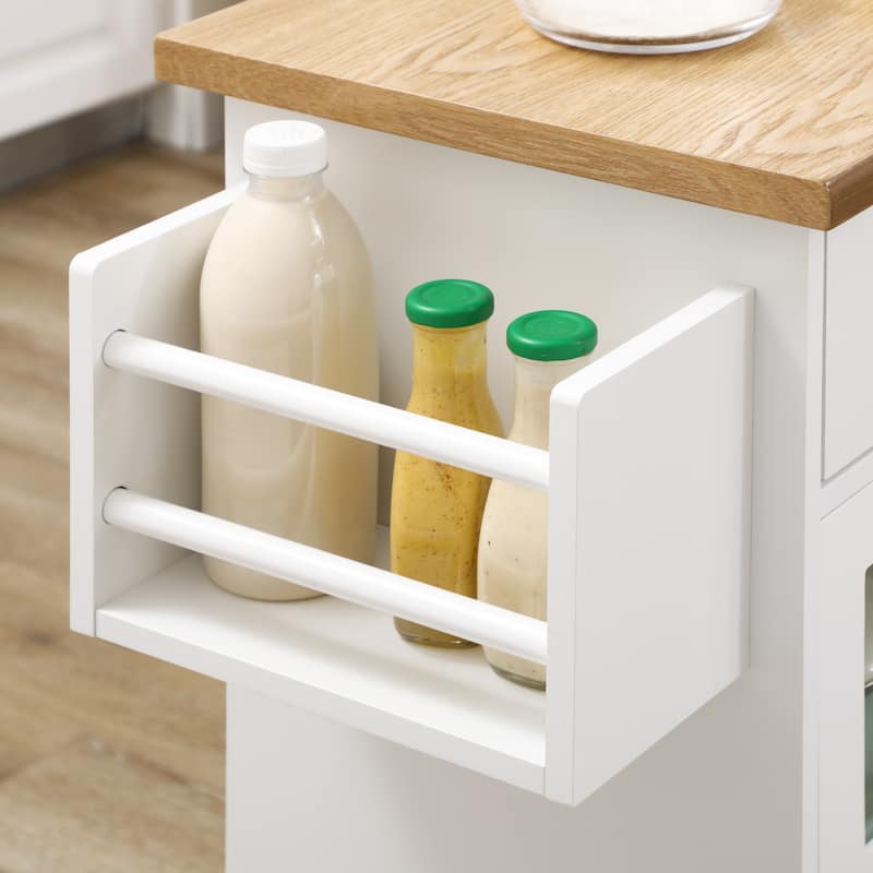 HOMCOM Rolling Kitchen Island with Storage, Utility Kitchen Cart with 2 Drawers, 2 Cupboards, White
