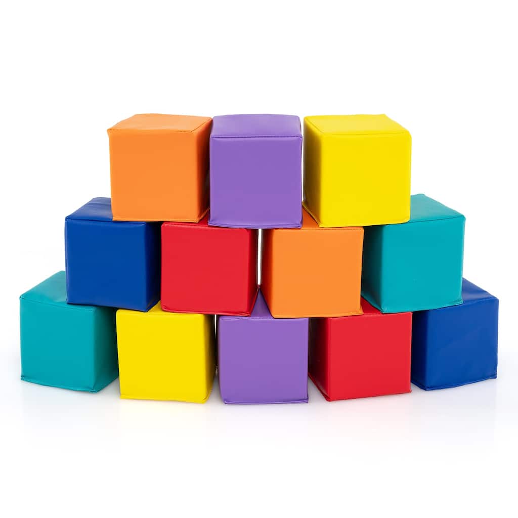 Gymax 12 PCS Foam Building Blocks 55'' x 55'' Colorful Climbing Foam