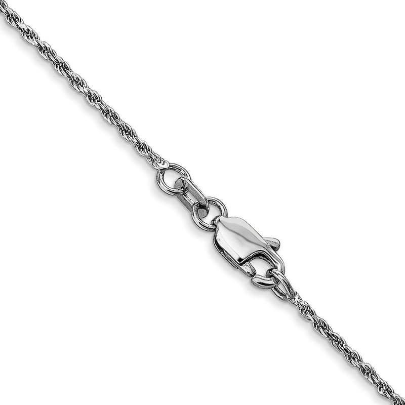 Curata 14k White Gold Solid Diamond Cut 1mm Rope Chain Necklace (Lobster)