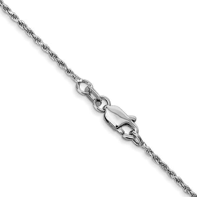 Curata Women's 10k White Gold 9" 1.2mm Sparkle-Cut Rope Chain Anklet