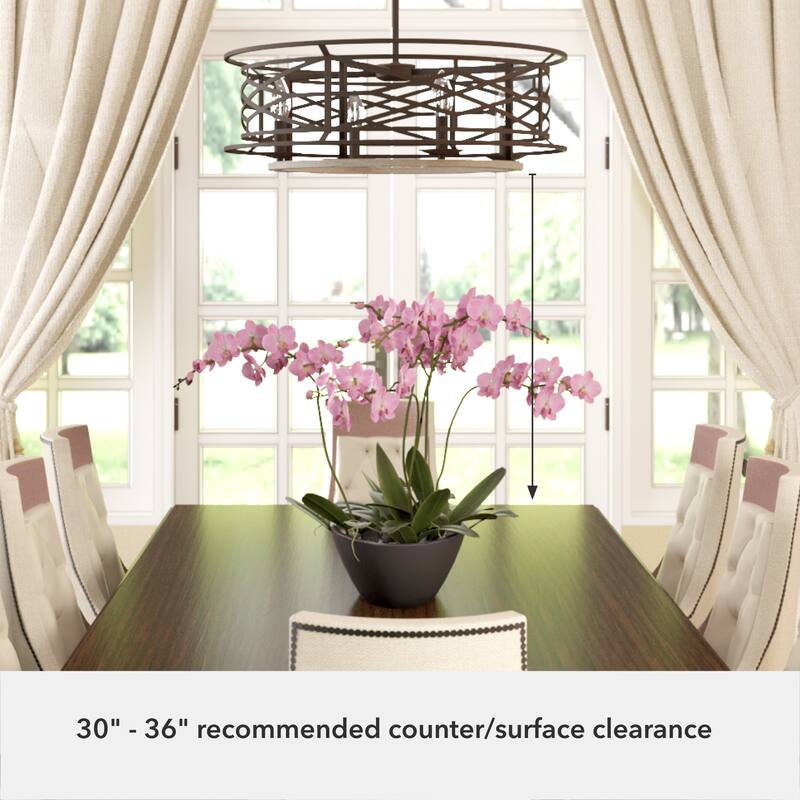 Hunter Langwood 4-Light Round Chandelier - Dining Room, Entry - Modern Farmhouse, Contemporary, Transitional